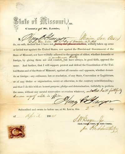 Henry C. Yaeger hűség esküje Missouri államból, St. Louis megyéből alkotó: H.C. Yaeger