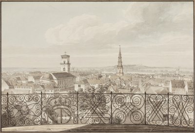 Kilátás Rundetårnból Koppenhágán át a Frederiksberg-kastélyra alkotó: H.G.F. Holm