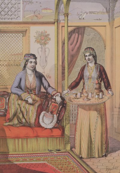 Örmény hölgyek otthon, vésette Charles Parsons, 1862 alkotó: H.J. van Lennep