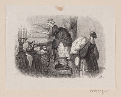 Illusztráció a "The Princess on the Pea" című filmhez, H.C. Andersen, "Tündérmesék és történetek", 1. kötet alkotó: H.P. Hansen