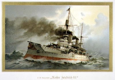S.M. Linienschiff „Kaiser Friedrich III” (H.M. „III. Frigyes császár” vonalhajója) 1900 (litho) alkotó: H. Graf