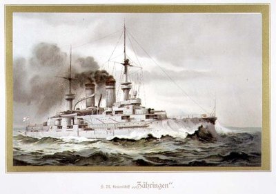 S.M. Linienschiff „Zahringen” (H.M. „Zahringen” vonalhajó) 1899 körül (litho) alkotó: H. Graf