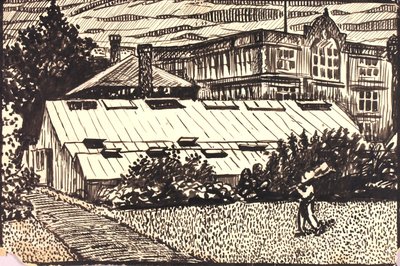 Cím nélkül (alak és épületek) alkotó: H. Lyman Sayen