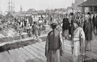 Lin biztos több ezer láda ópiumot semmisít meg (litho) alkotó: H. M. (after) Burton