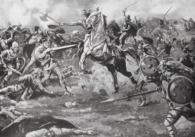 A frankok segítsége a hunok legyőzésében (litho) alkotó: H. M. (after) Burton