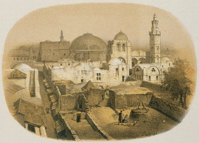 A Szent Sír-templom Jeruzsálemben. Rézkarc Stelzner - Steinkopk J.F. Editore alkotó: H. Stelzner