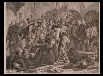 A papok mészárlása 1792 szeptemberében, Charles Maurand metszete alkotó: H. de la Charlerie