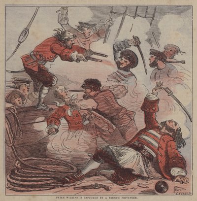 Peter Wilkinst elfogja egy francia közlegény (színes litho) alkotó: after Hablot Knight Browne