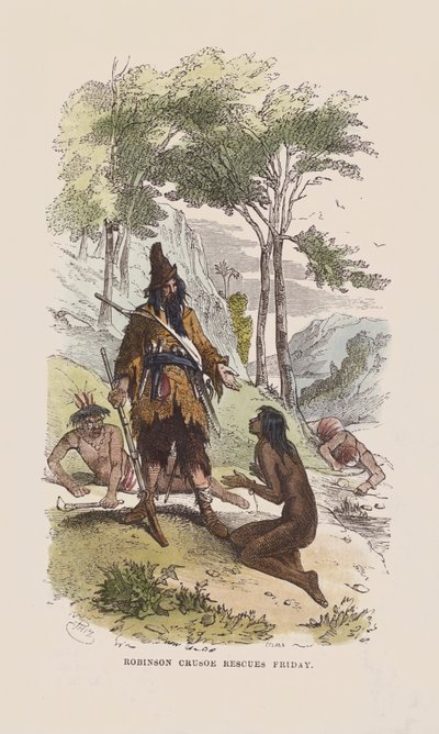Robinson megmenti pénteket (színes metszet) alkotó: after Hablot Knight Browne
