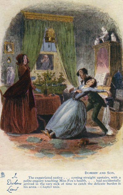 In Dickens Land – Dombey és fia képeslap, 1907 körül alkotó: Hablot Knight Browne