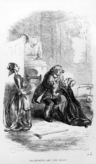 Mr. Bramble és az özvegy a Humphry Clinker expedíciójából, Tobias Smollett alkotó: Hablot Knight Browne