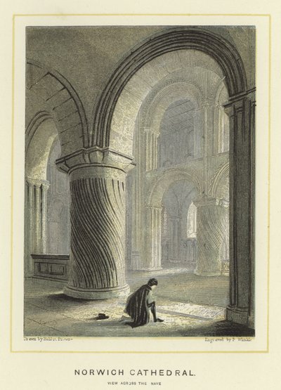 Norwich katedrálisa, kilátás a hajóra alkotó: Hablot Knight Browne