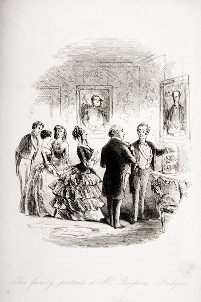 Családi portrék Mr. Bayham Badgernél, illusztráció Charles Dickens (1812-70) „Bleak House” című művéből, 1853-ban (litho) alkotó: Hablot Knight Browne
