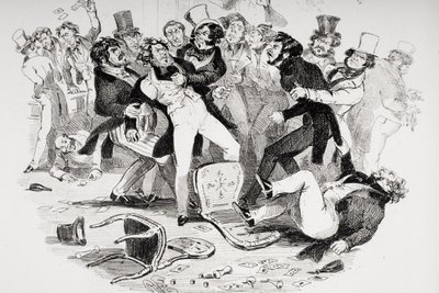 Az utolsó verekedés Sir Mulberry és tanítványa között, Charles Dickens (1812-70) 