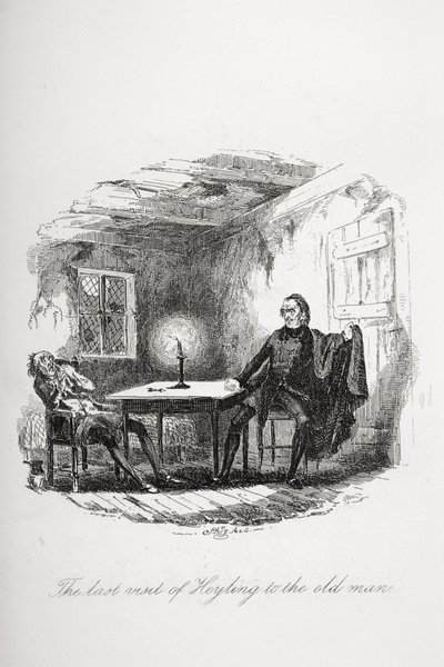 Heyling utolsó látogatása az öregnél, Charles Dickens (1812-70) „The Pickwick Papers” című illusztrációja, 1837-ben megjelent alkotó: Hablot Knight Browne