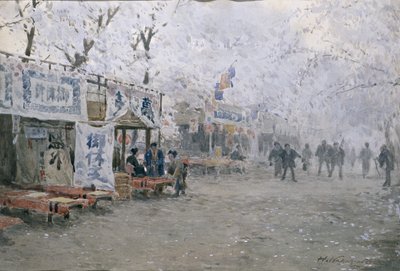 Cseresznyevirág Fesztivál, 1903 körül (akvarell törtfehér papírra) alkotó: Hachir Nakagawa