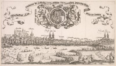 Panorámás kilátás Nürnbergre: Középső rész, 1552. alkotó: Hanns Sebald Lautensack