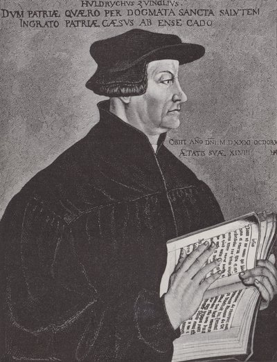 Huldrych Zwingli, a svájci reformáció vezetője (metszet) alkotó: Hans (after) Asper