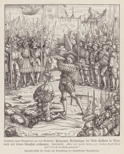 Kufstein őrzőjének kivégzése (Tirol) (fametszet) alkotó: Hans (after) Burgkmair