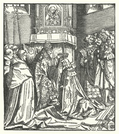 V. Miklós pápa III. Frigyest római császárrá koronázta Rómában alkotó: Hans (after) Burgkmair