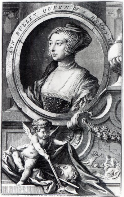Boleyn Anna, Jacobus Houbraken metszete alkotó: Hans (after) Holbein the Younger
