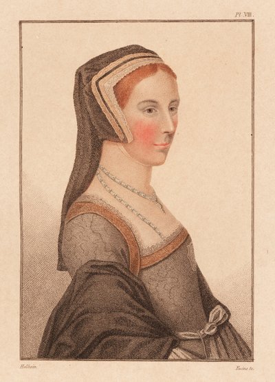 Anne Cresacre, 15 éves, Sir Thomas More gondozottja, 1812 (metszet) alkotó: Hans (after) Holbein the Younger