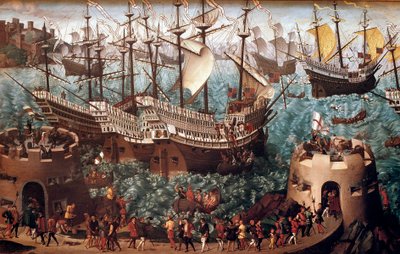 VIII. Henrik (1491-1547) hajóra szállása Doverben a Henri Grace a Dieu galionon” I. Francois-val (a Camp du Drap d