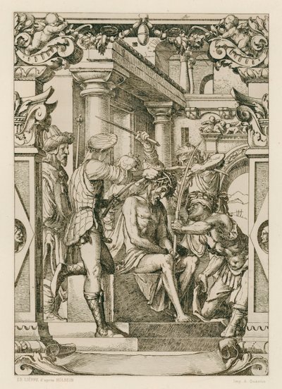 Jézus Krisztus, tövisekkel koronázva (metszet) alkotó: Hans (after) Holbein the Younger