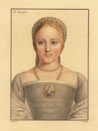 Mary Zouch, Jane Seymourra váró hölgy, 1812 (metszet) alkotó: Hans (after) Holbein the Younger