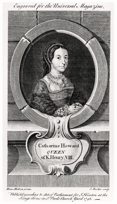 Catherine Howard (1520-42) portréja, metszette Edward Rooker (1712-74 körül) 1748 (metszet) alkotó: Hans (after) Holbein the Younger
