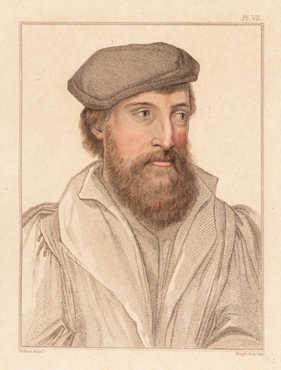 Egy ismeretlen férfi portréja, VIII. Henrik király udvara, Kr. u. 1532.,1812 (metszet) alkotó: Hans (after) Holbein the Younger
