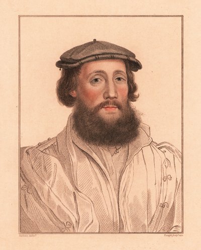 Egy ismeretlen férfi portréja, VIII. Henrik király udvara, Kr. u. 1532.,1812 (metszet) alkotó: Hans (after) Holbein the Younger