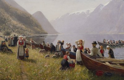 Hardanger templomba járás (olaj, vászon) alkotó: Hans Andreas Dahl