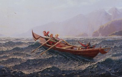 Emberek evezős csónakban (olaj, vászon) alkotó: Hans Andreas Dahl