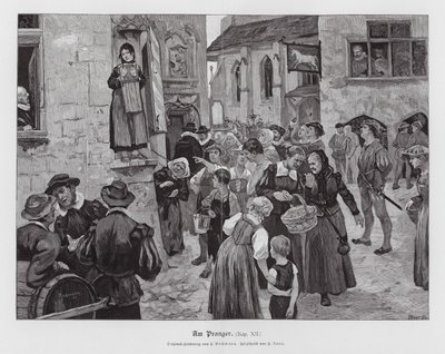 Nő a pellengéren (metszet) alkotó: Hans Bachmann