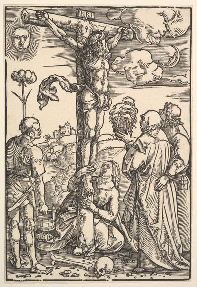Krisztus a kereszten a Szűzanyával és Longinusszal, Mária Magdolnával és Jánossal, 1505. alkotó: Hans Baldung