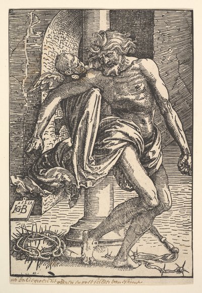 Krisztus a kínzóeszközökkel, egy kis angyal által támogatott, 1517. alkotó: Hans Baldung