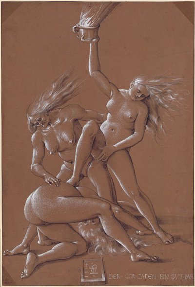 Újévi üdvözlet három boszorkánnyal, 1514 alkotó: Hans Baldung