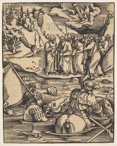Az egyiptomiak átkelnek a Vörös-tengeren, Das Buch Granatapfelből, 1511. alkotó: Hans Baldung