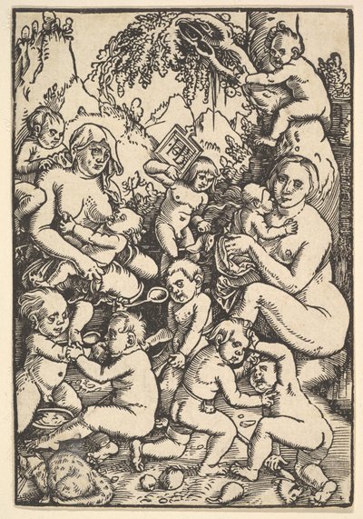 Két gyermekes anya hal meg Kinderaue, kb. 1512. alkotó: Hans Baldung