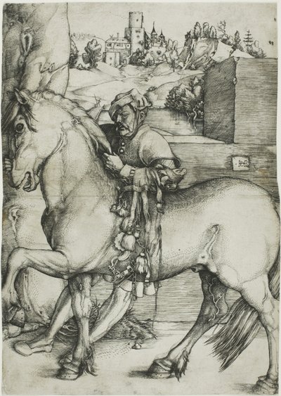 Egy vőlegény, aki lovat fékez alkotó: Hans Baldung Grien
