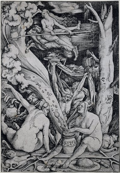 A boszorkányok varázsolnak a Boszorkányszombaton alkotó: Hans Baldung Grien