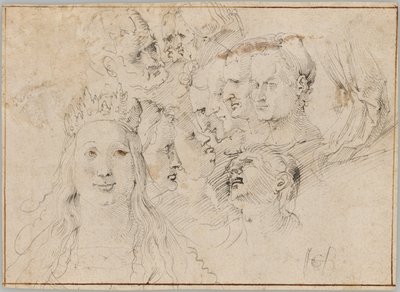 Fejtanulmányok (előlap); Férfialak-tanulmányok (hátlap) alkotó: Hans Baldung Grien