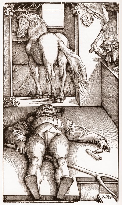 A megbabonázott sápadtvirág - (Alvó vőlegény és varázslónő) fametszete, Hans Baldung Grien (1485-1544) 1544 körül - alkotó: Hans Baldung Grien