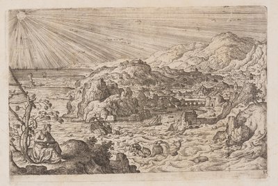 30. tábla, az Ó- és Újszövetségből és Ovidius Metamorfózisaiból származó tájképek jelenetekkel alkotó: Hans Bol