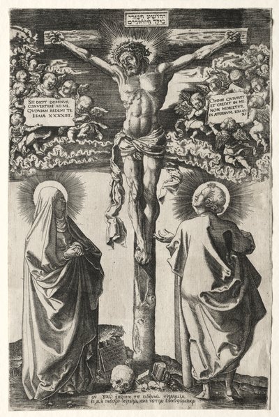 Krisztus a kereszten a szűz és Szent János között, 1542. alkotó: Hans Brosamer