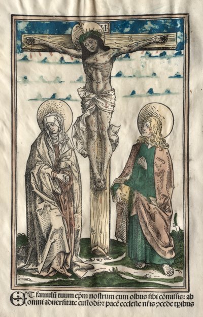 Krisztus a kereszten Mária és János között, 1502. alkotó: Hans Burgkmair