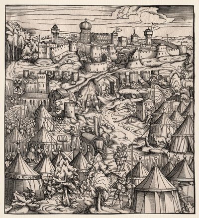 Der Weisskunig A fehér király: Padova ostroma, 1512-1515. alkotó: Hans Burgkmair