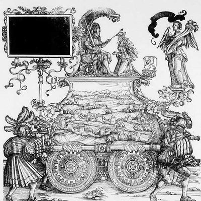 Jelenet Maximilian diadalmenetéből, 1516-18 körül (fametszet) (fekete-fehér fotó) alkotó: Hans Burgkmair