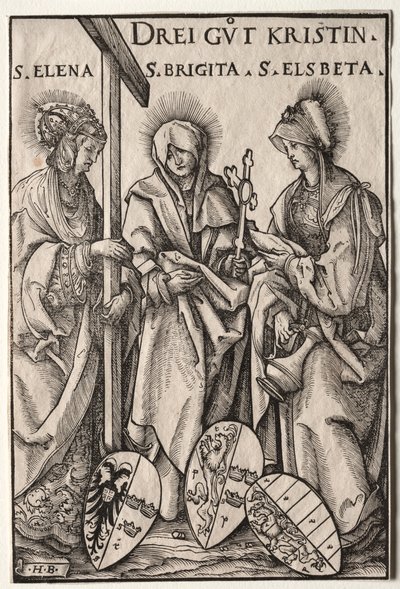 A három keresztény hősnő: Szent Heléna, Bridget és Erzsébet. alkotó: Hans Burgkmair